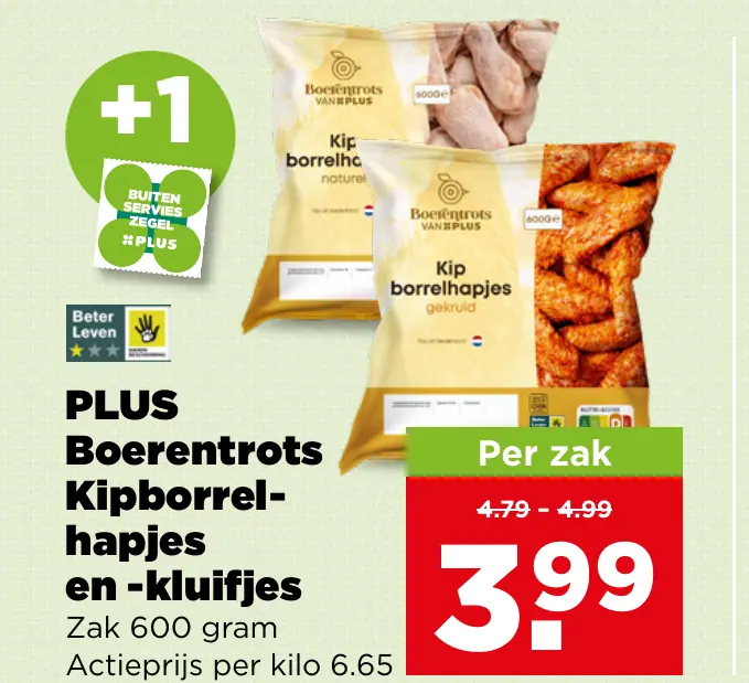 PLUS Boerentrots Kipborrelhapjes en -kluifjes