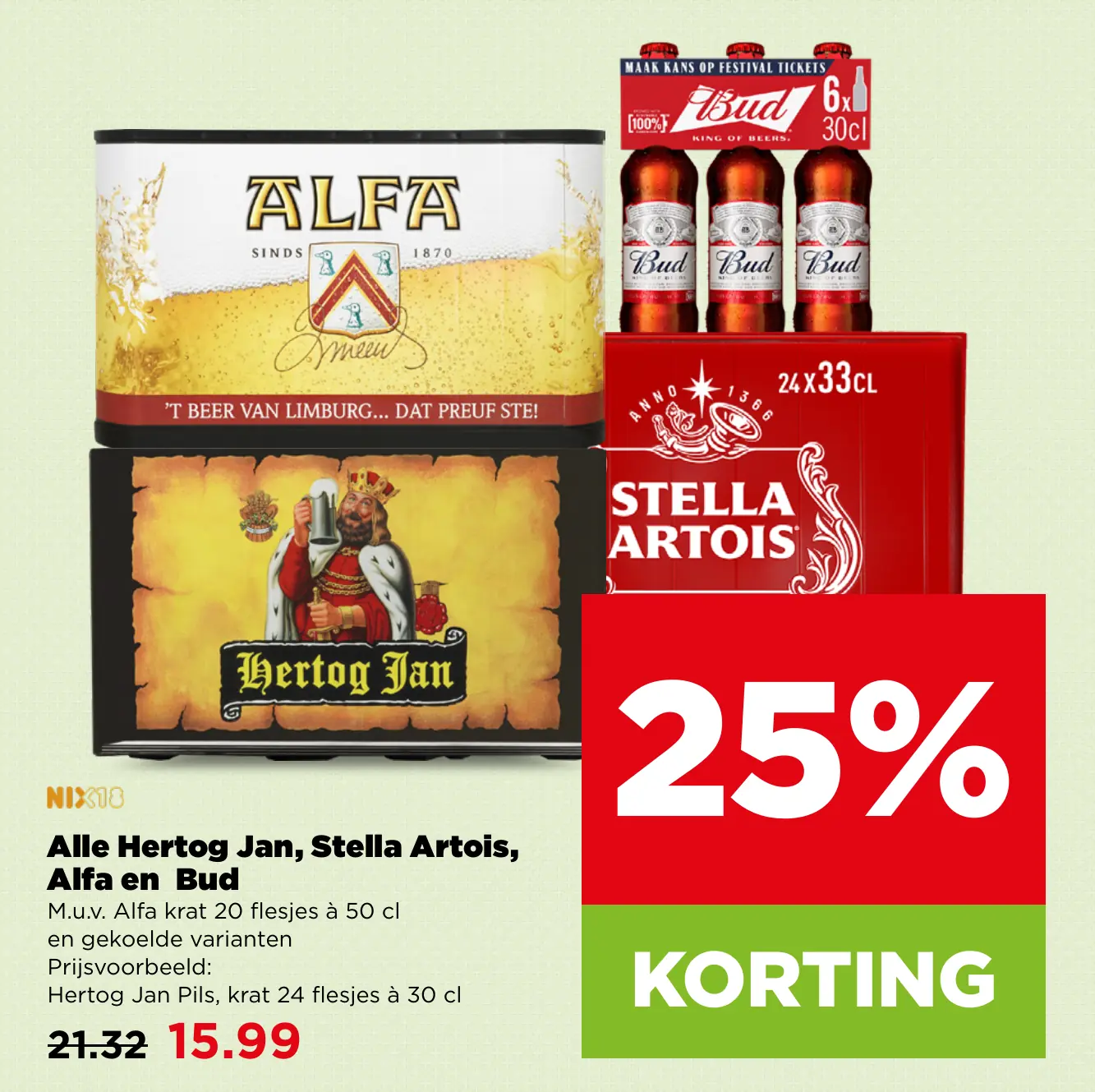 Alle Hertog Jan, Stella Artois, Alfa en Bud
