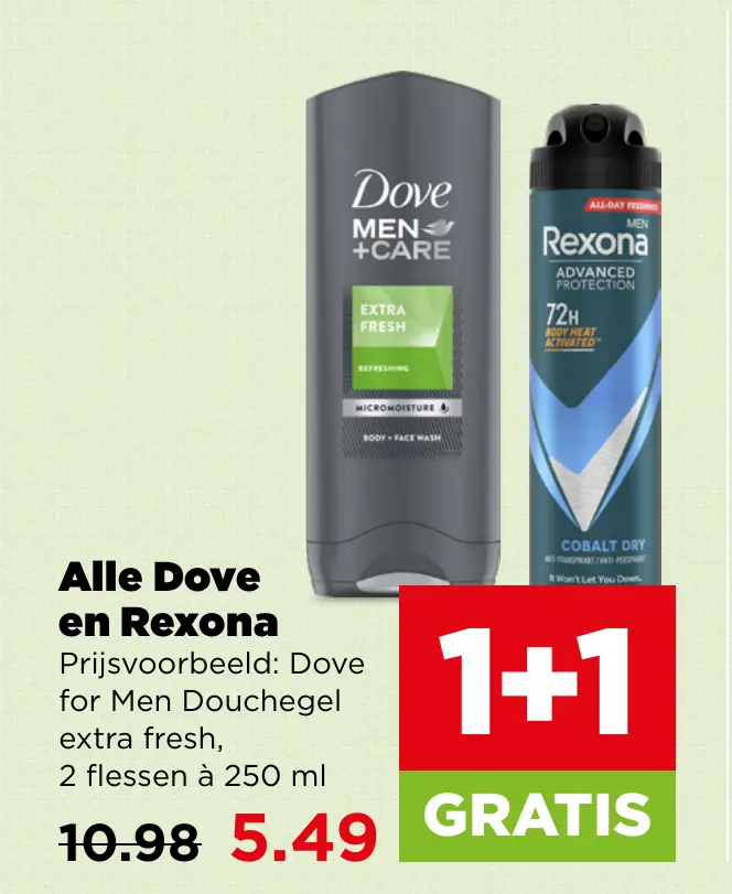 Alle Dove en Rexona — 1+1 gratis