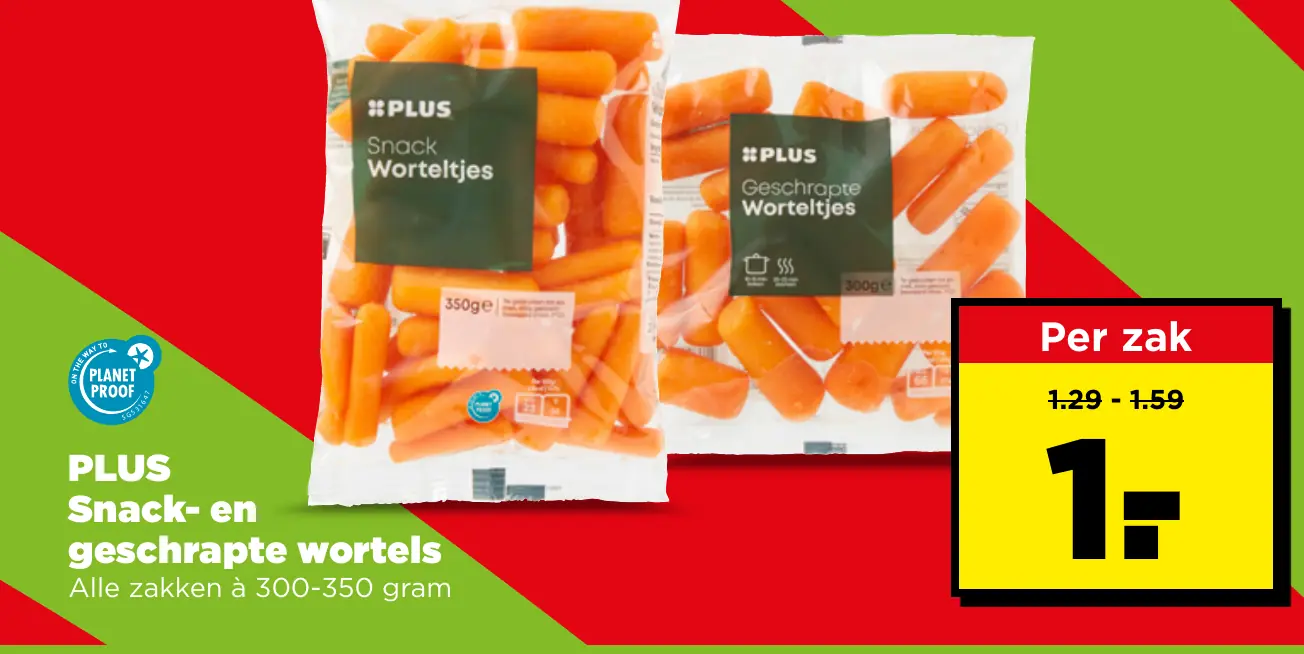 PLUS Snack- en geschrapte worteltjes