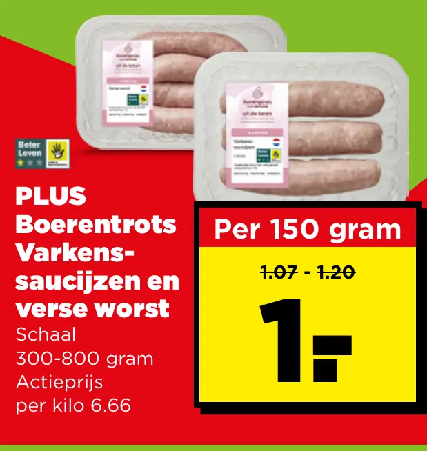 PLUS Boerentrots Varkenssaucijzen en verse worst