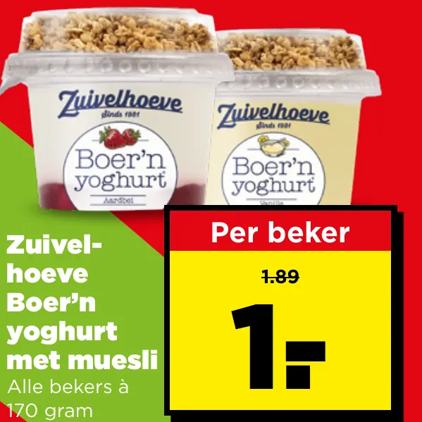Zuivelhoeve Boer'n yoghurt met muesli
