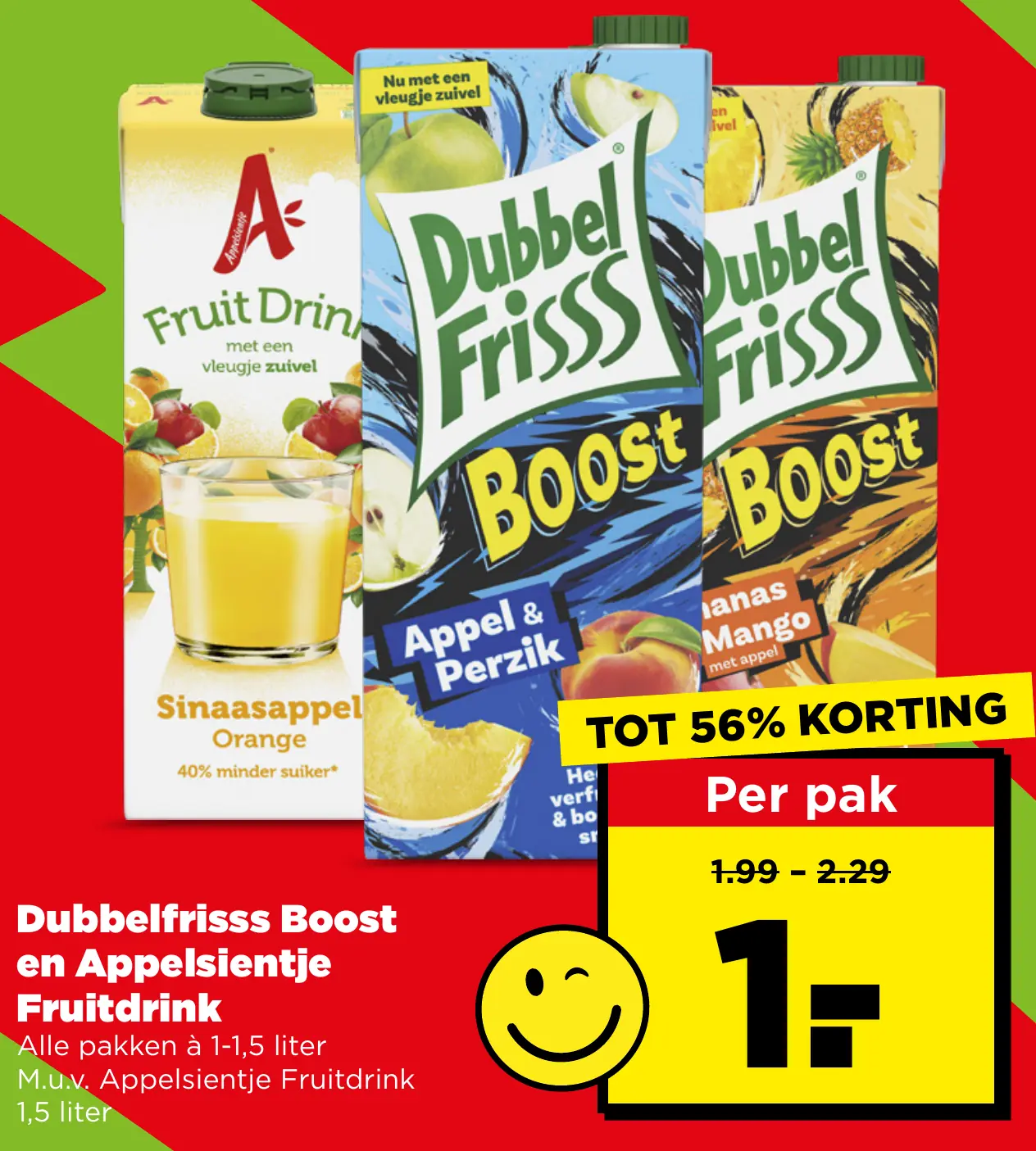 Dubbelfrisss Boost en Appelsientje Fruitdrink