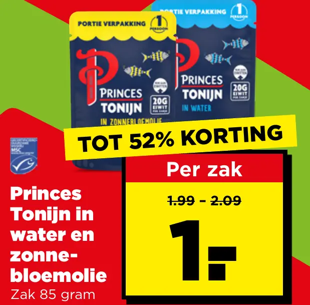 Princes Tonijn in water en zonnebloemolie