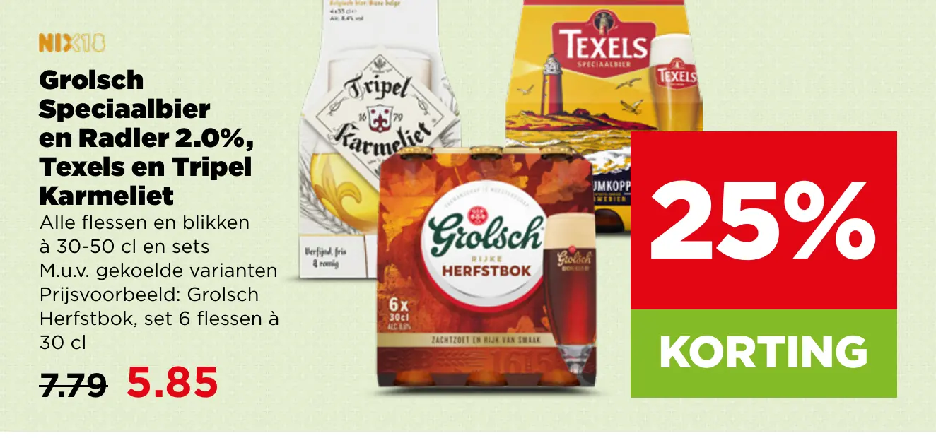 Grolsch Speciaalbier en Radler 2.0%, Texels en Tripel Karmeliet