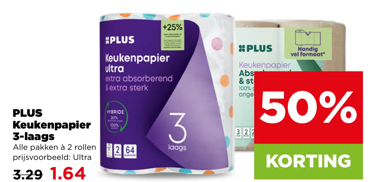 PLUS Keukenpapier 3-laags