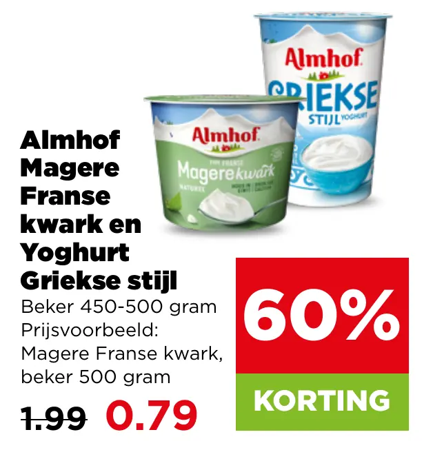 Almhof Magere Franse kwark en Yoghurt Griekse stijl — 60% korting
