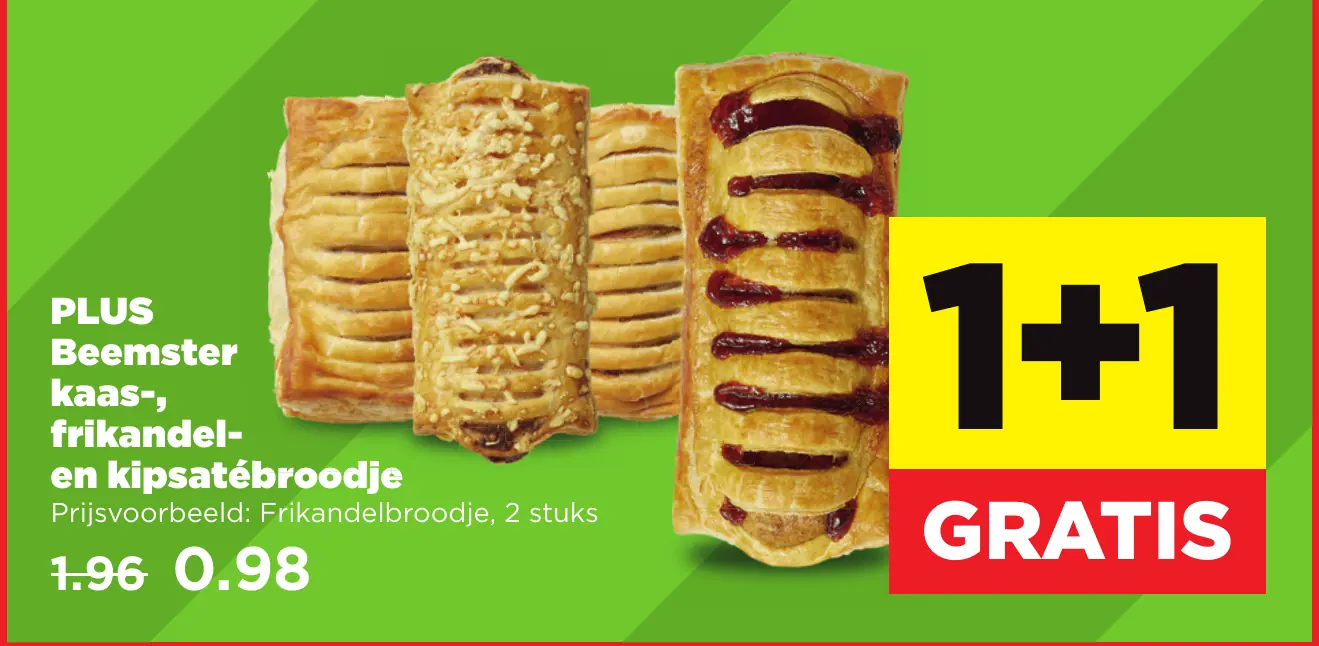 PLUS Beemster kaas, frikandel- en kipsatébroodje