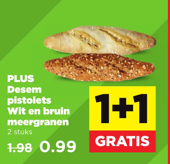 PLUS Desem pistolets Wit en bruin meergranen