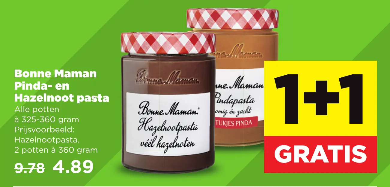 Bonne Maman Pinda- en Hazelnoot pasta