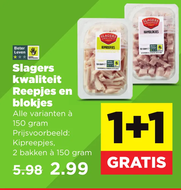 Slagers kwaliteit Reepjes en blokjes