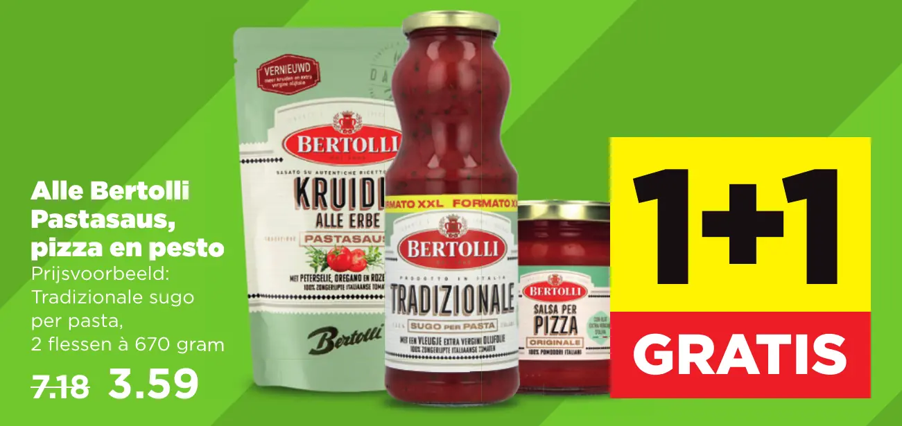 Alle Bertolli Pastasaus, pizza en pesto