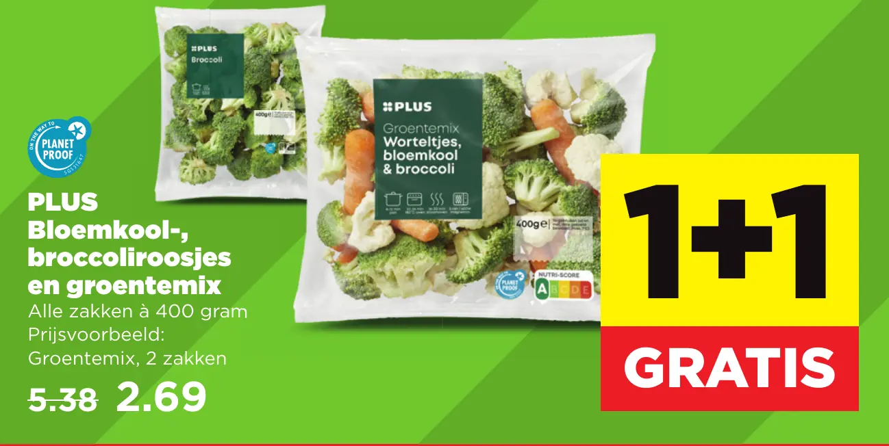 PLUS Bloemkoolroosjes, broccoliroosjes en groentemix