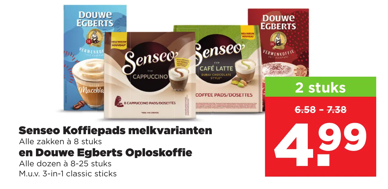 Senseo Koffiepads melkvarianten en Douwe Egberts oploskoffie