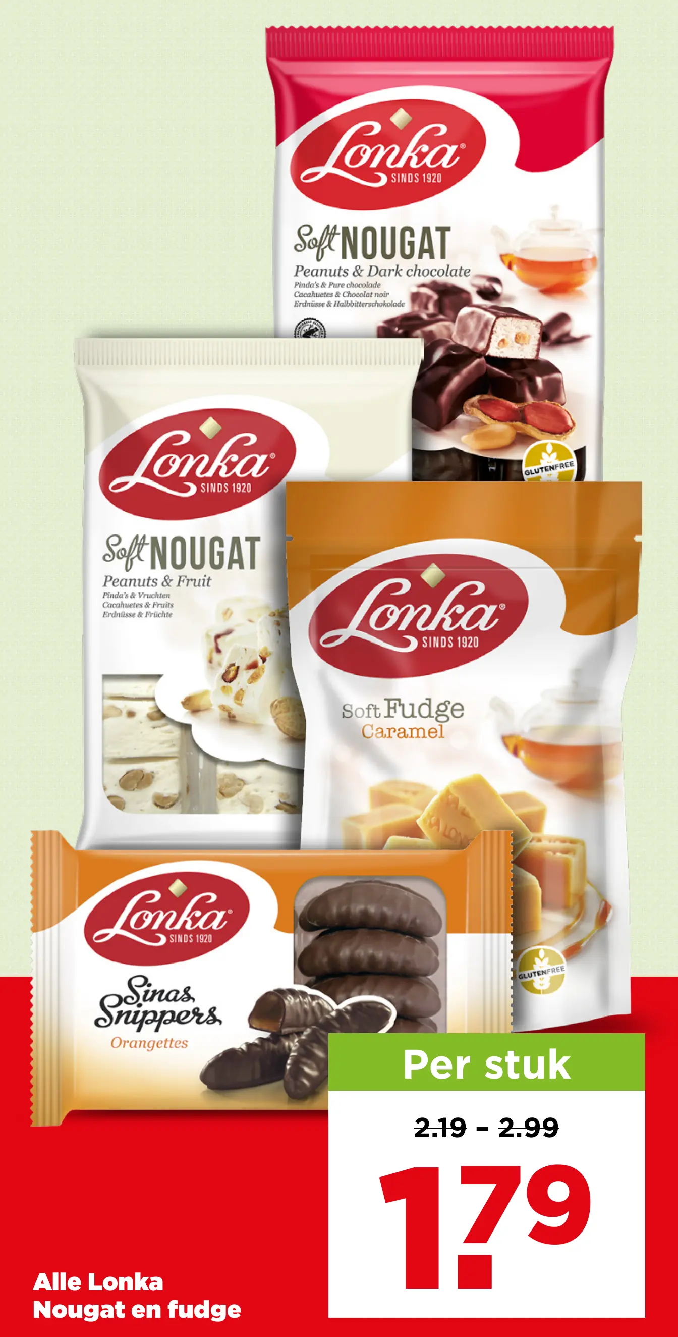 Alle Lonka Nougat en fudge