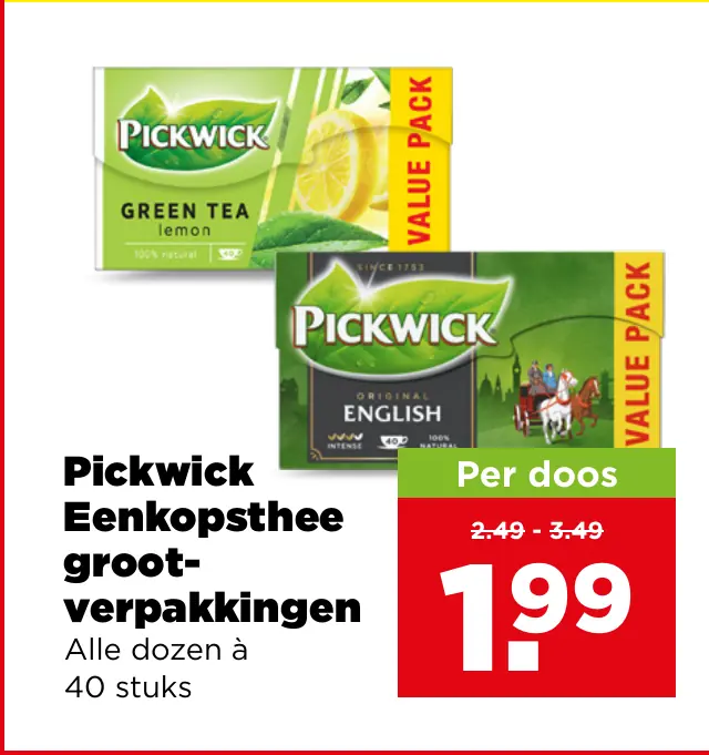 Pickwick Eenkopsthee grootverpakkingen