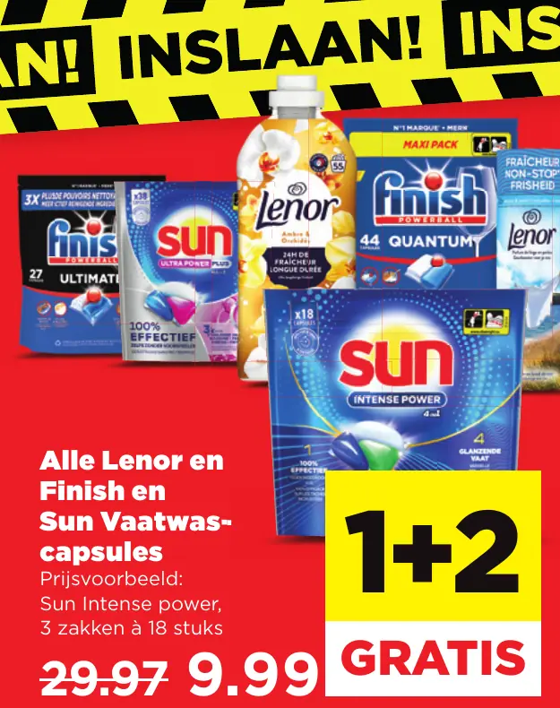Alle Lenor en Finish en Sun vaatwascapsules