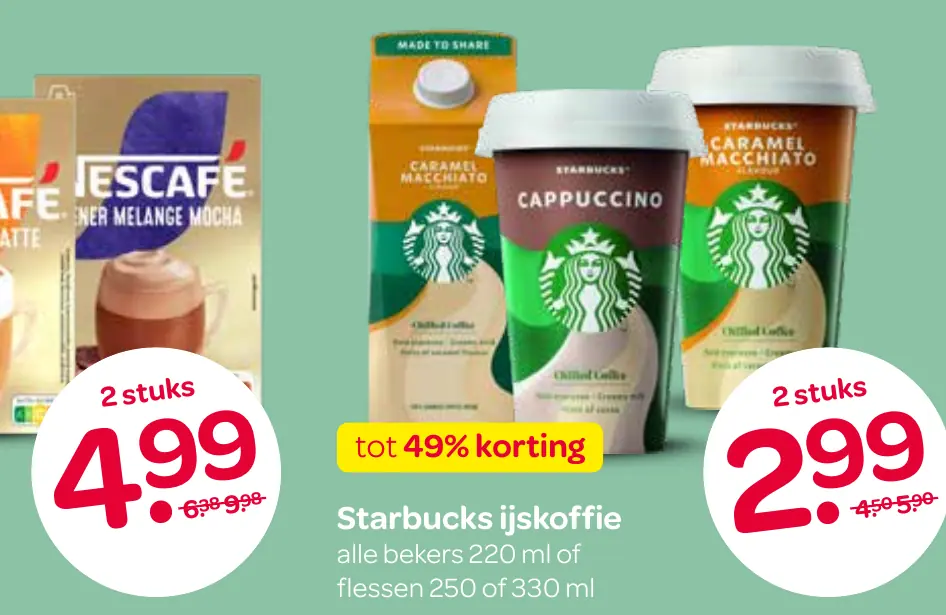 Starbucks ijskoffie alle bekers of flessen