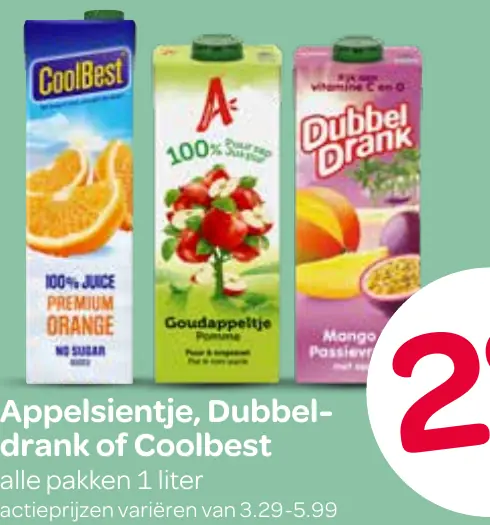 appelsientje, dubbeldrank of coolbest alle pakken 1 liter