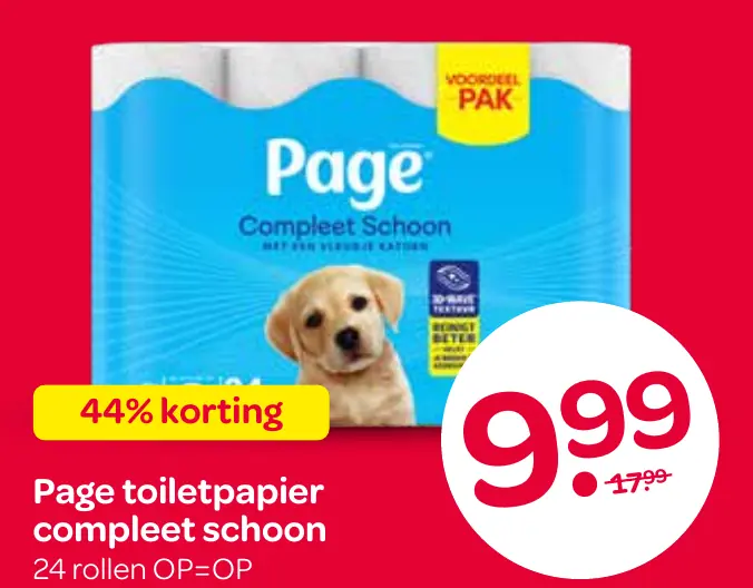 page toiletpapier compleet schoon
