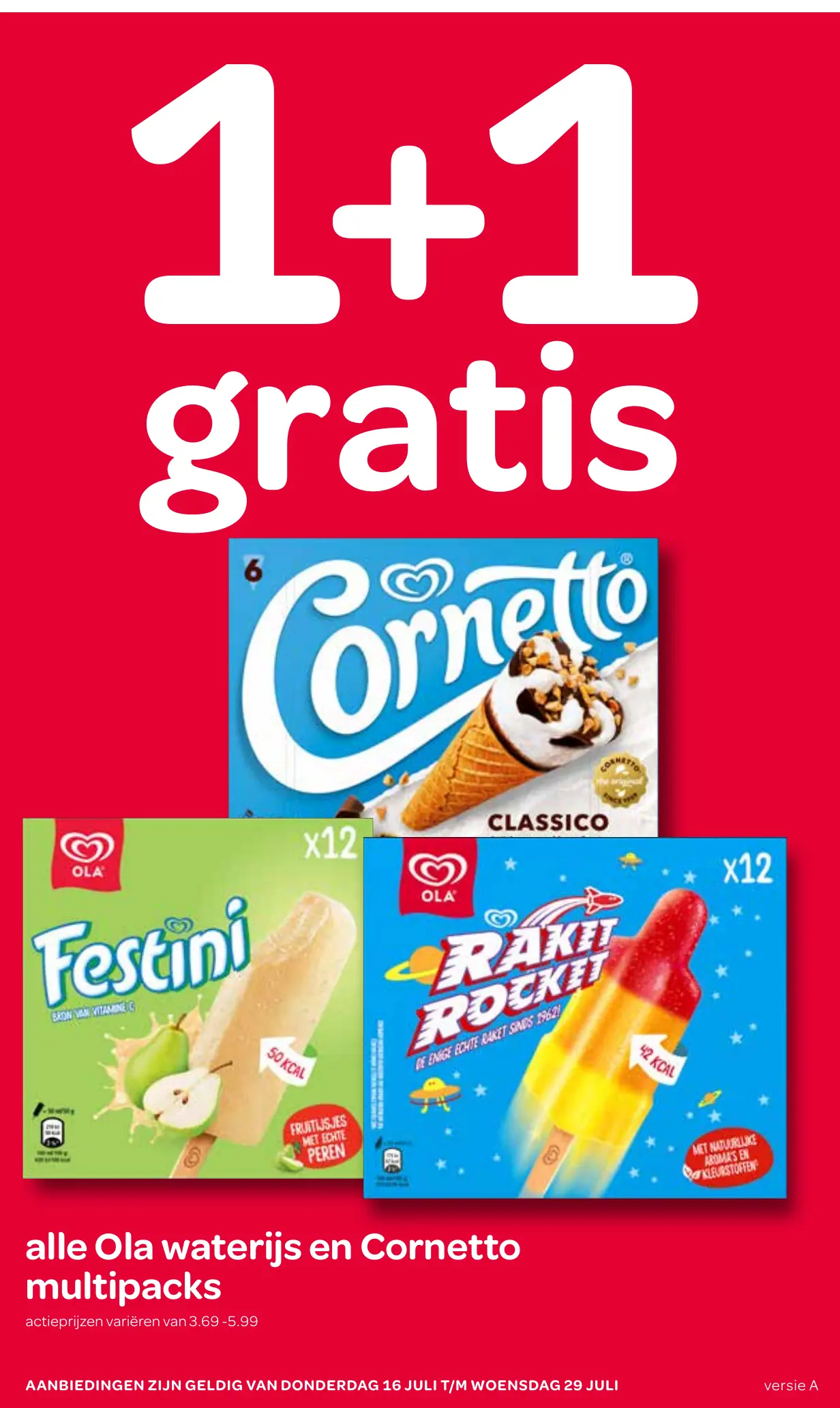 ola waterijs en cornetto multipacks