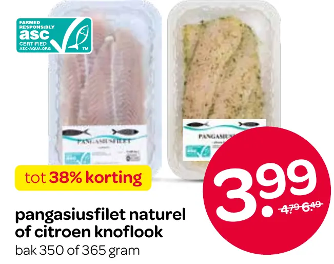 pangasiusfilet naturel of citroen knoflook