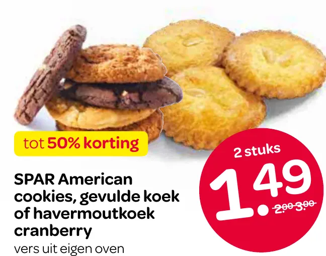 american cookies, gevulde koek of havermoutkoek cranberry