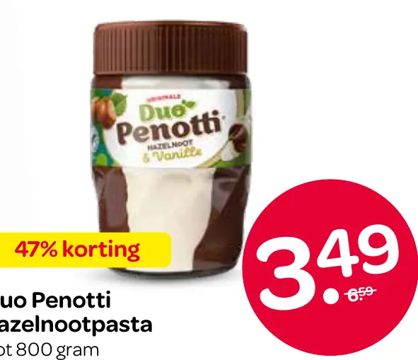 Duo Penotti hazelnootpasta — 47% korting