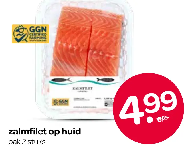 zalmfilet op huid