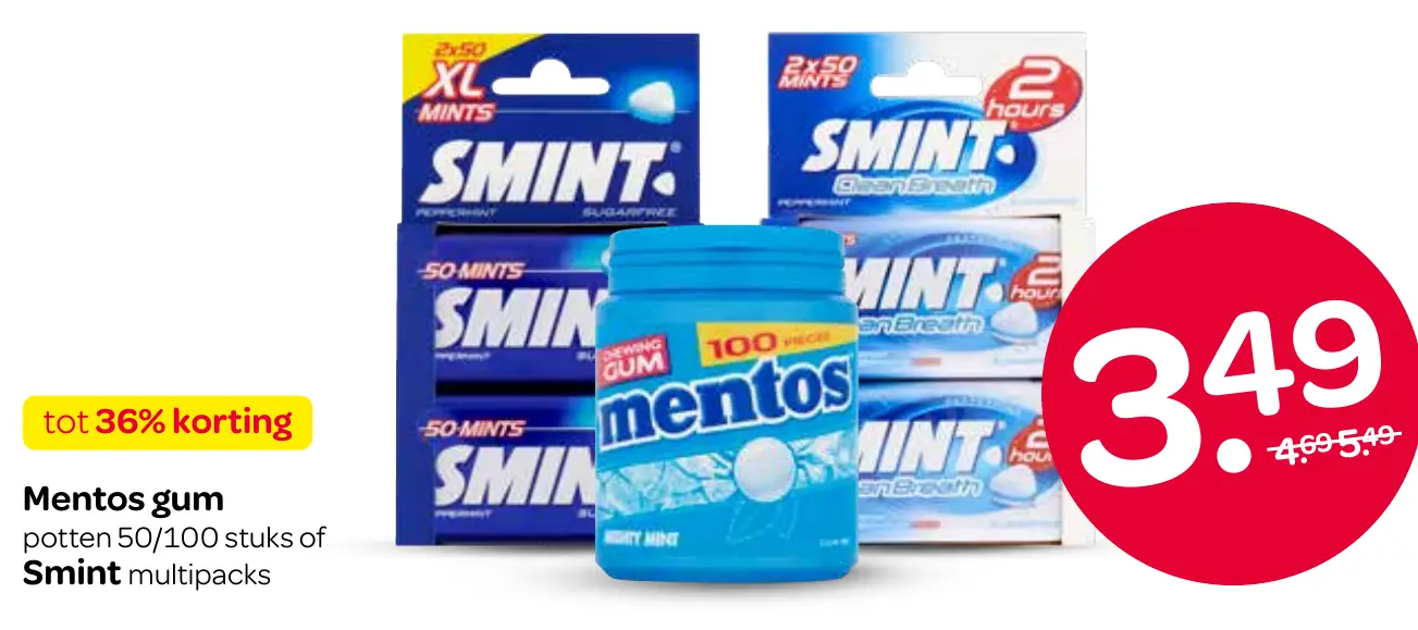 mentos gum potten 50/100 stuks of smint multipacks