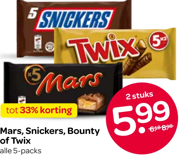 mars, snickers, bounty of twix