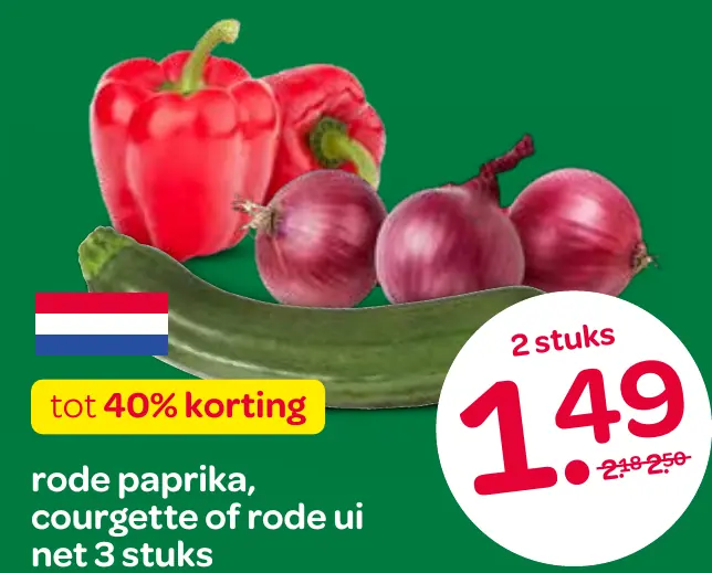 rode paprika, courgette of rode ui