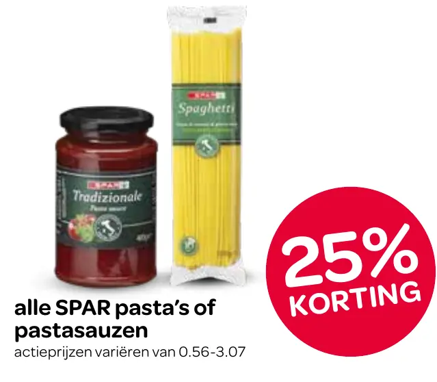 alle spar pasta's of pastasauzen