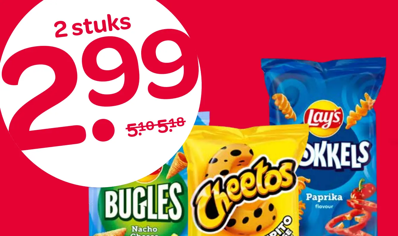 cheetos, lay's bugles of wokkels