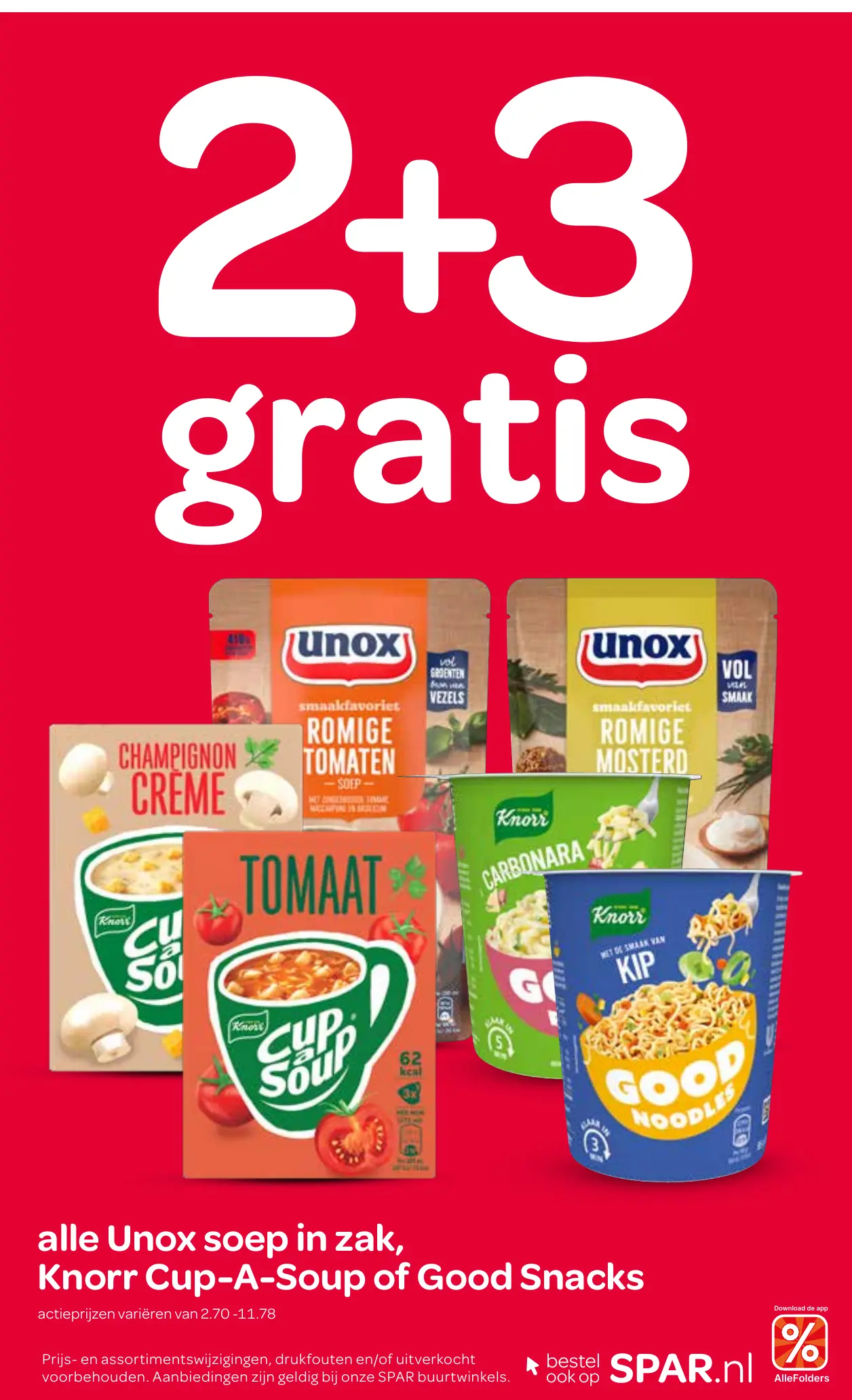 unox soep in zak, knorr cup-a-soup of good snacks — 2+3 gratis