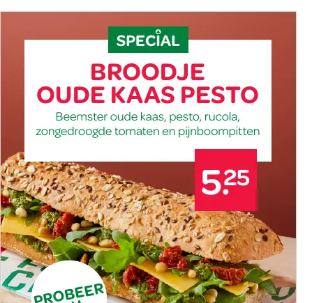 Beemster broodje oude kaas pesto