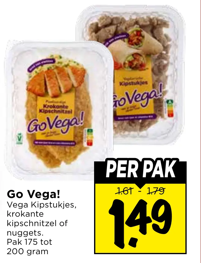 vega kipstukjes, krokante kipschnitzel of nuggets