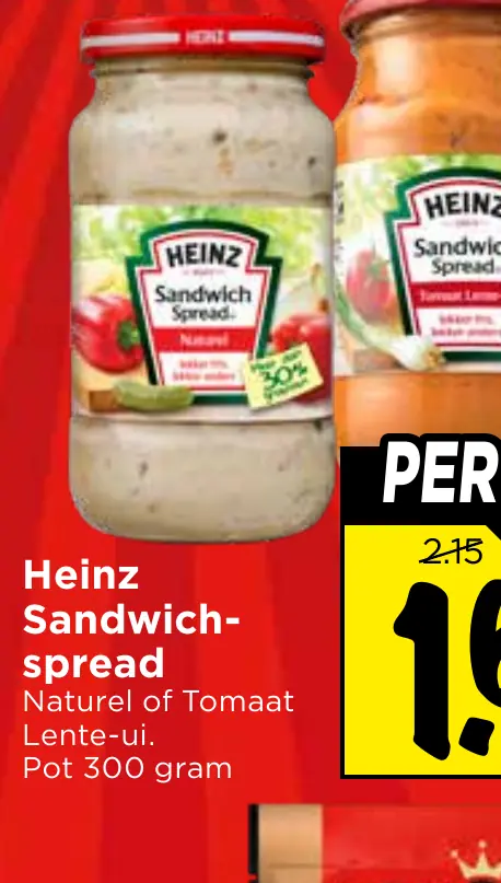 Heinz sandwich-spread naturel of tomaat lente-ui.