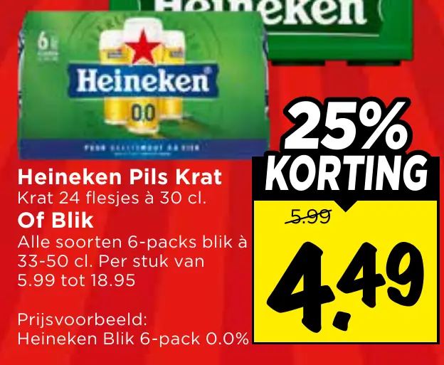 Heineken pils krat of blik