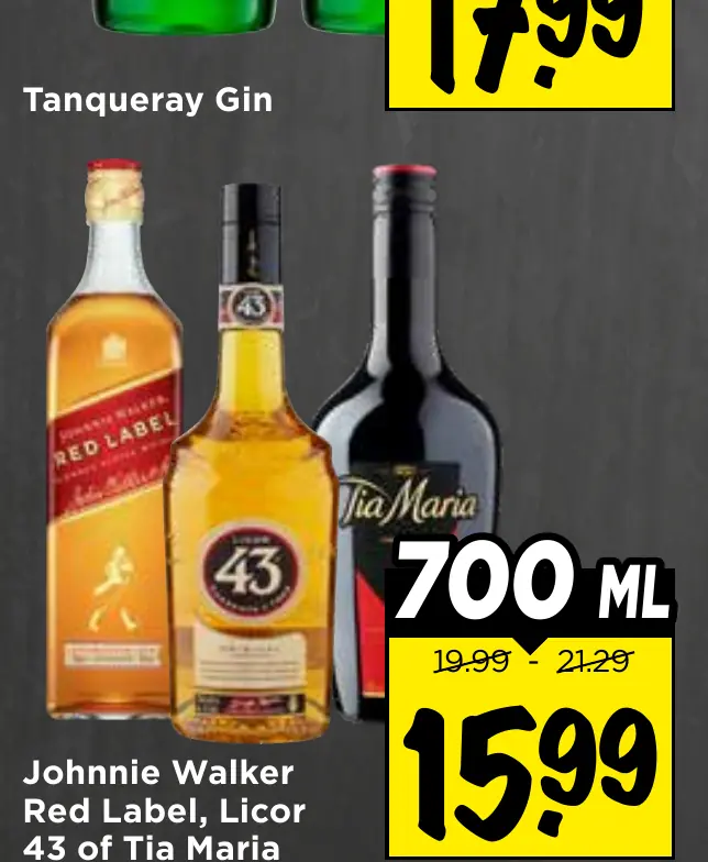 johnnie walker red label, licor 43 of tia maria