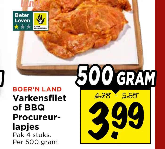 varkensfilet of bbq procureurlapjes
