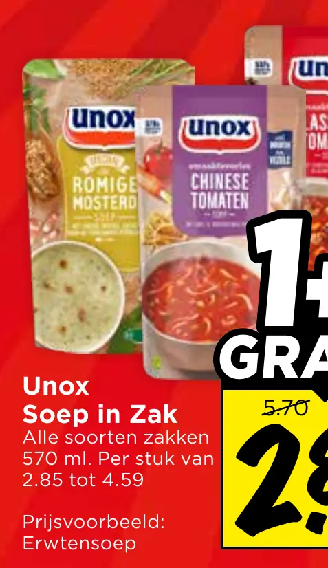 Unox soep in zak