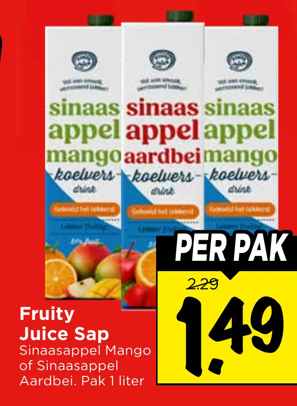 Fruity juice sap sinaasappel mango of sinaasappel aardbei
