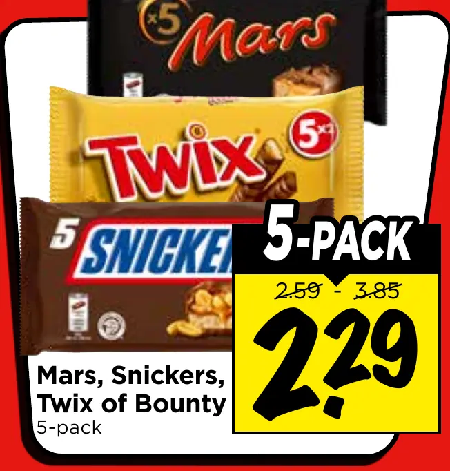 mars, snickers, twix of bounty