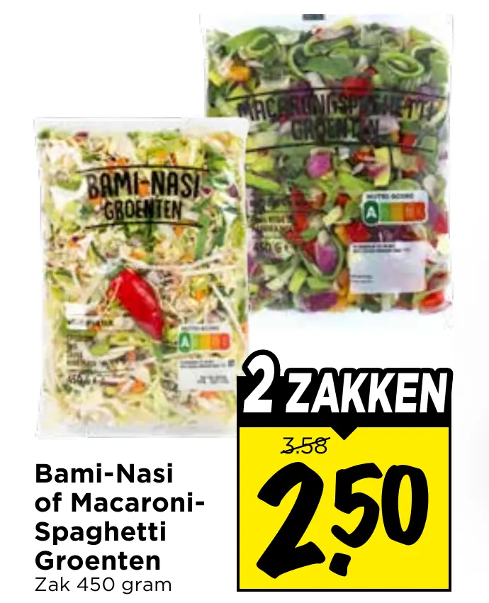 bami-nasi of macaroni-spaghetti groenten