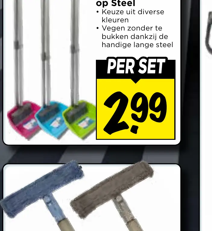 bezem & blik op steel