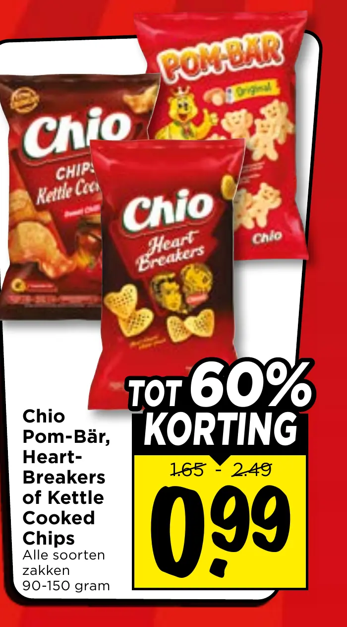 Chio pom-bär, heartbreakers of kettle cooked chips — 60% korting