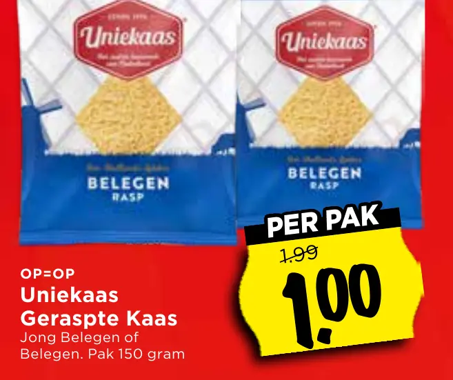 uniekaas geraspte kaas jong belegen of belegen