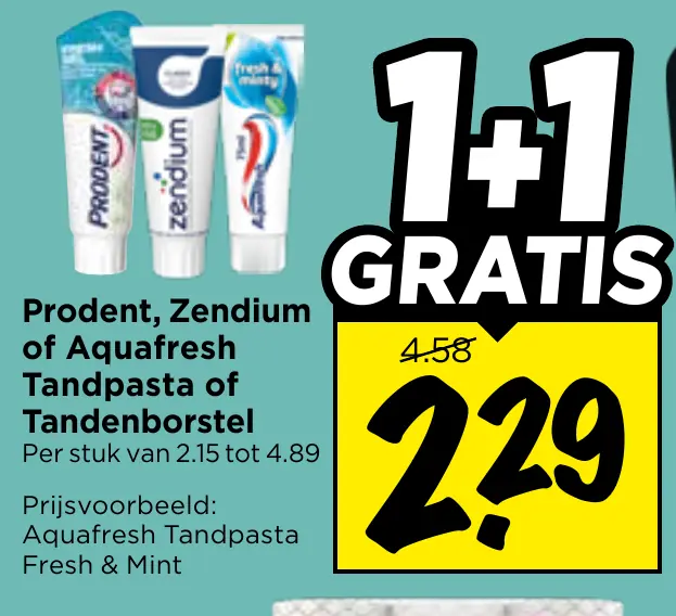 prodent, zendium of aquafresh tandpasta of tandenborstel