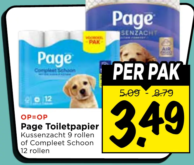 page toiletpapier kussenzacht of compleet schoon
